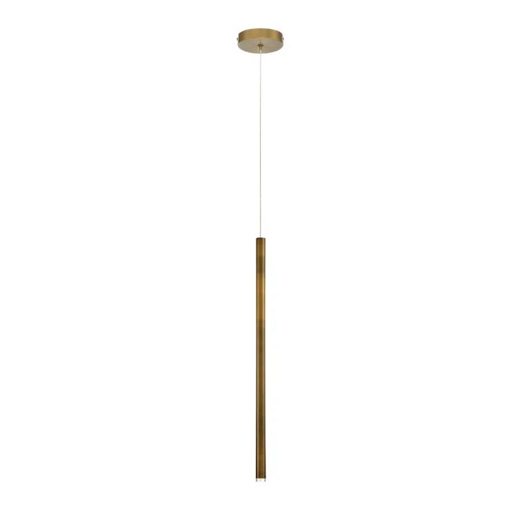 Navada Antique Brass Gold LED Pendant Light - 24" Height