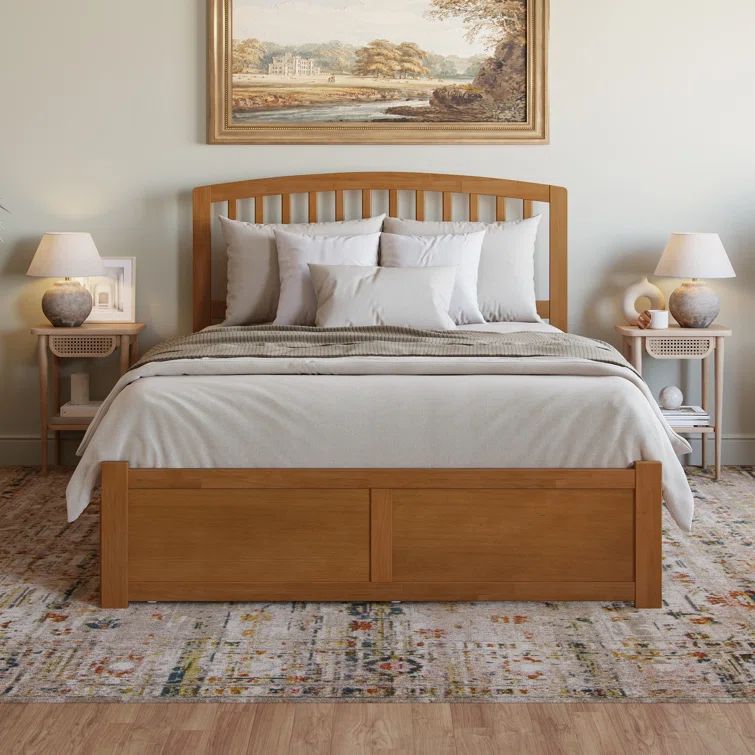 Light Toffee Queen Wood Platform Bed with Storage Drawers