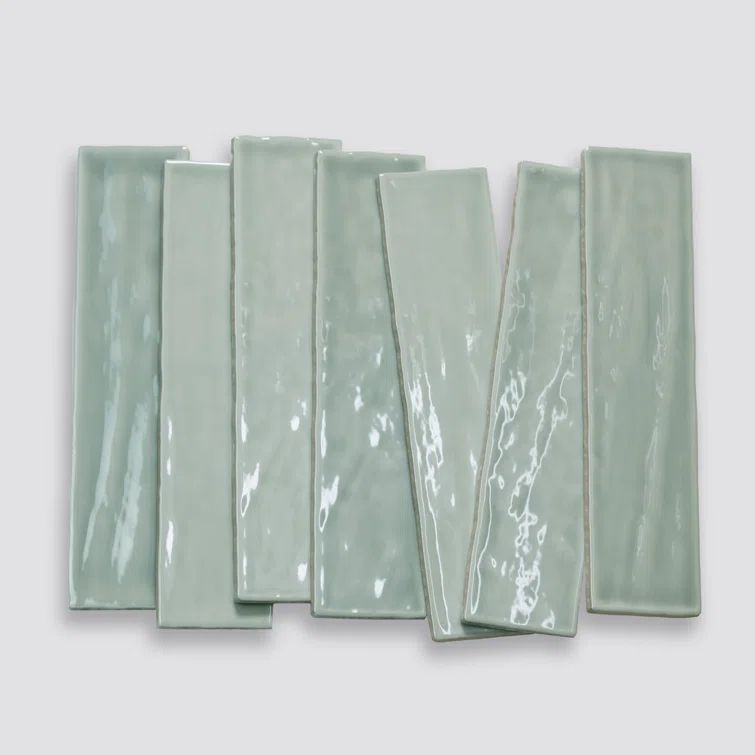 Marin 2.5" x 10" Aloe Green Glossy Ceramic Wall Tile