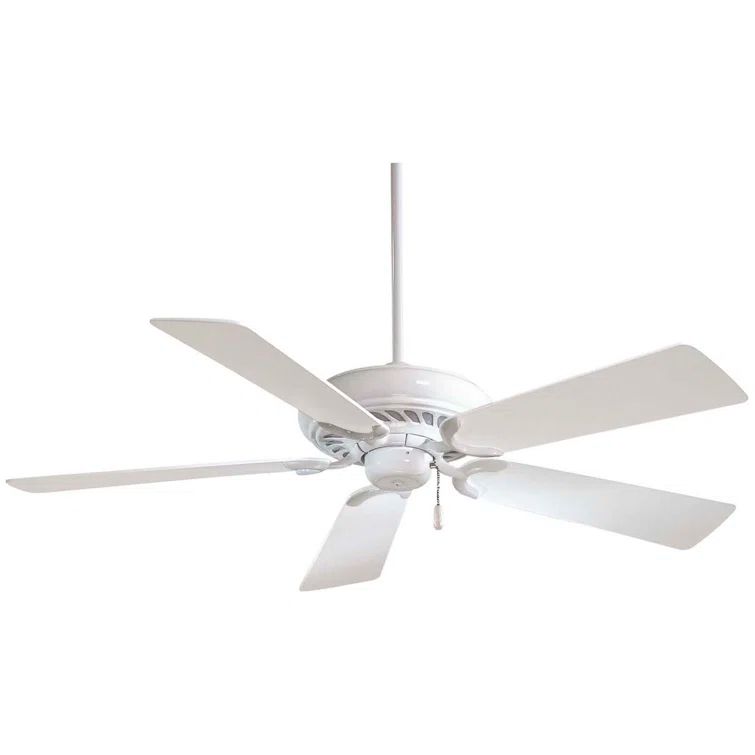 White 52" 5-Blade Ceiling Fan with Pull Chain