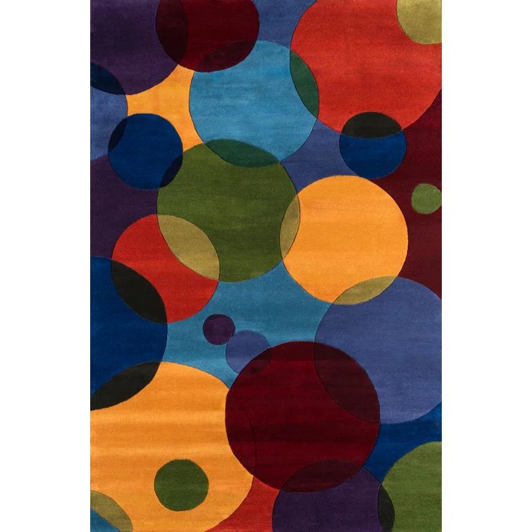 Multicolor Geometric Hand-Tufted Wool Rectangular Rug