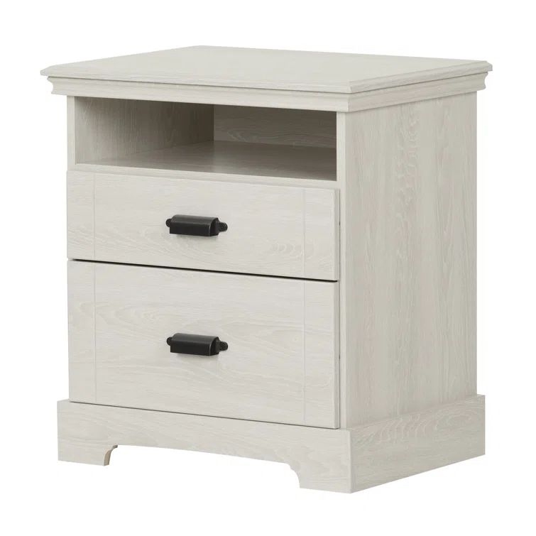 Avilla Modern Winter Oak 2-Drawer Nightstand with Open Cubby