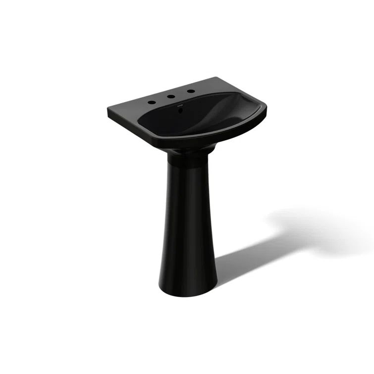 Cimarron Elegance 22.75" Black Vitreous China Oval Pedestal Sink