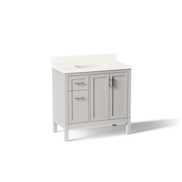 37" Atmos Grey Single Bathroom Vanity Set with Quartz Top