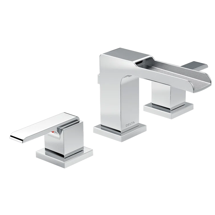 Chrome Modern Widespread Bathroom Faucet with Metal Handles