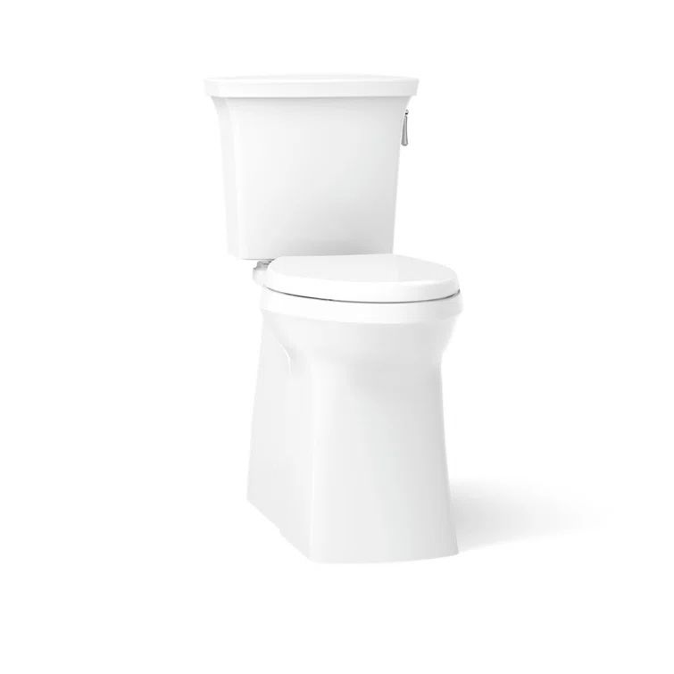 White High Efficiency Elongated Two-Piece Toilet with Skirted Trapway