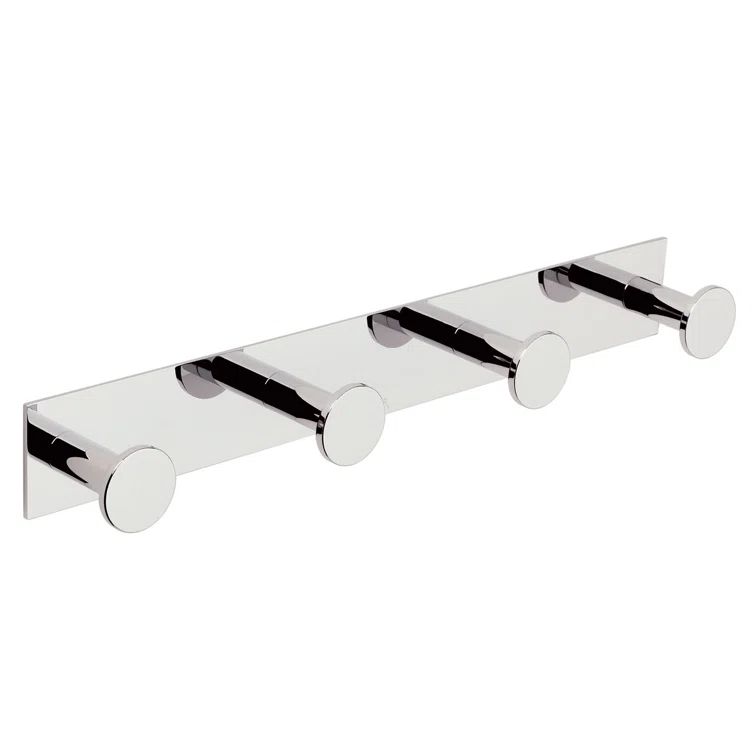 Polished Chrome Quadruple Robe Hook with Solid Brass Construction