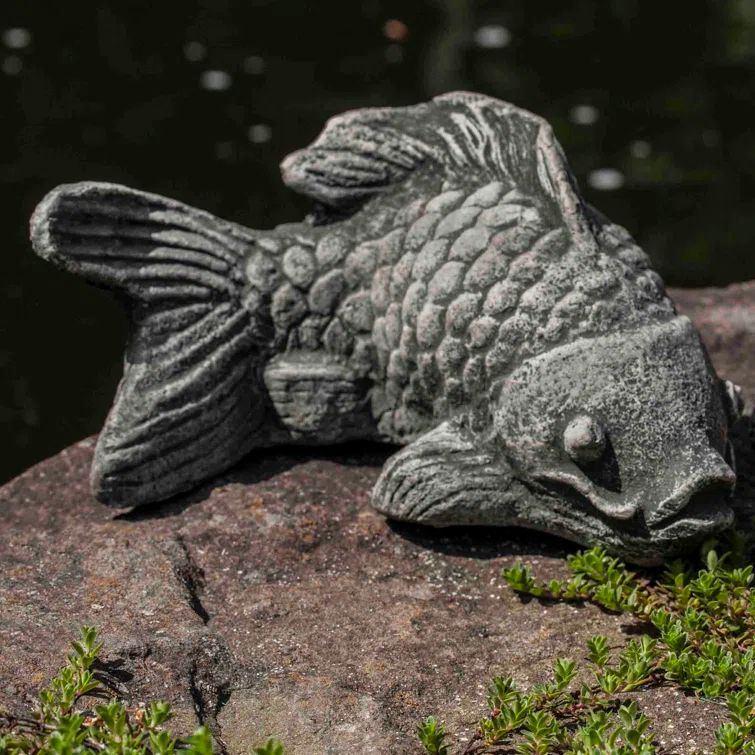 Alpine Stone Cast Garden Koi Fish Statue