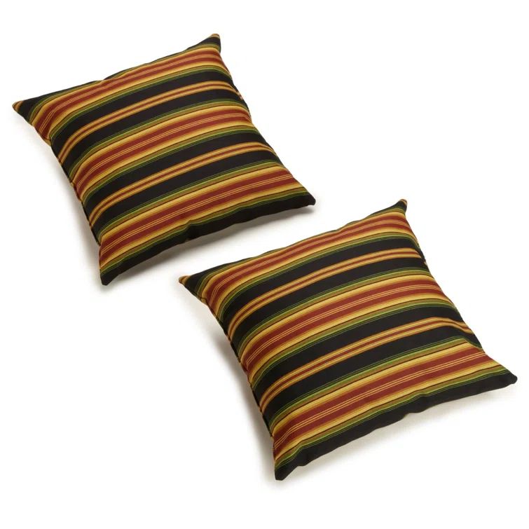 Lyndhurst Raven Striped Outdoor Polyester Throw Pillows Set