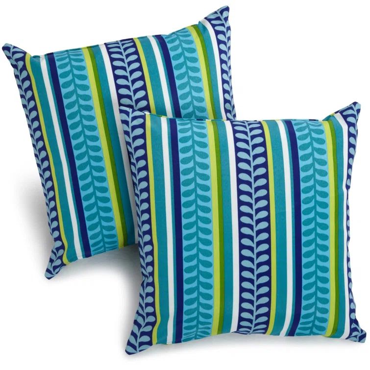 Pike Azure 25" Square Polyester Outdoor Throw Pillow Set