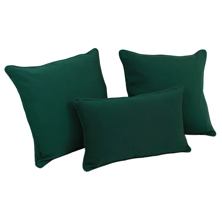 Forest Green Cotton Blend Double-Corded Throw Pillows Set