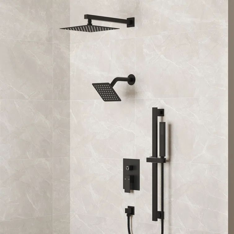 Matte Black Dual Shower Head System with Adjustable Handheld