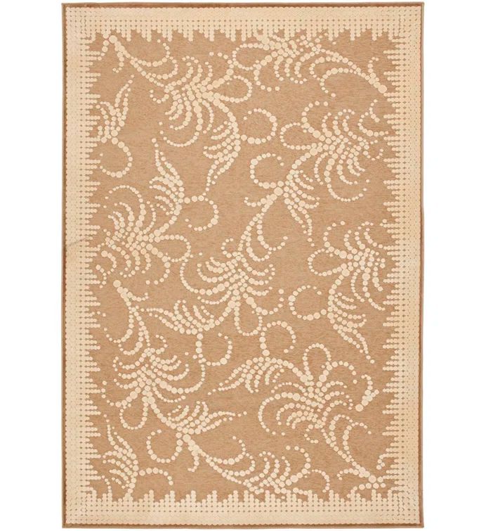 Ivory Swirl Floral Hand-Tufted Wool and Viscose Rug, 7'10" x 11'2"