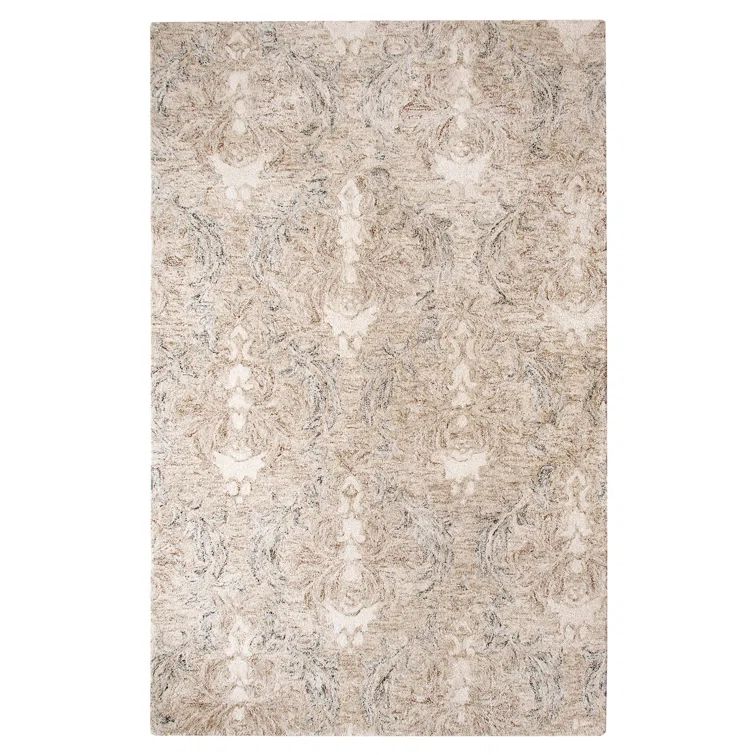 Gray and Beige Hand-Tufted Wool and Viscose 4' x 6' Area Rug