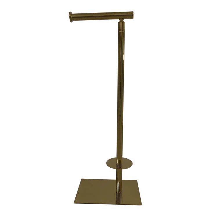 Polished Brass Freestanding Toilet Paper Holder with Weighted Base