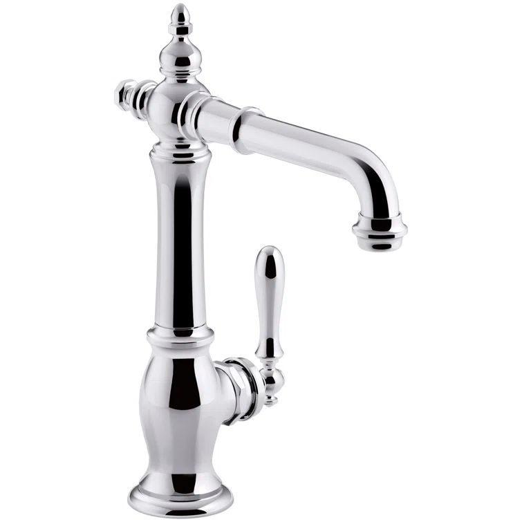 Polished Chrome Victorian-Style Single-Handle Bar Faucet
