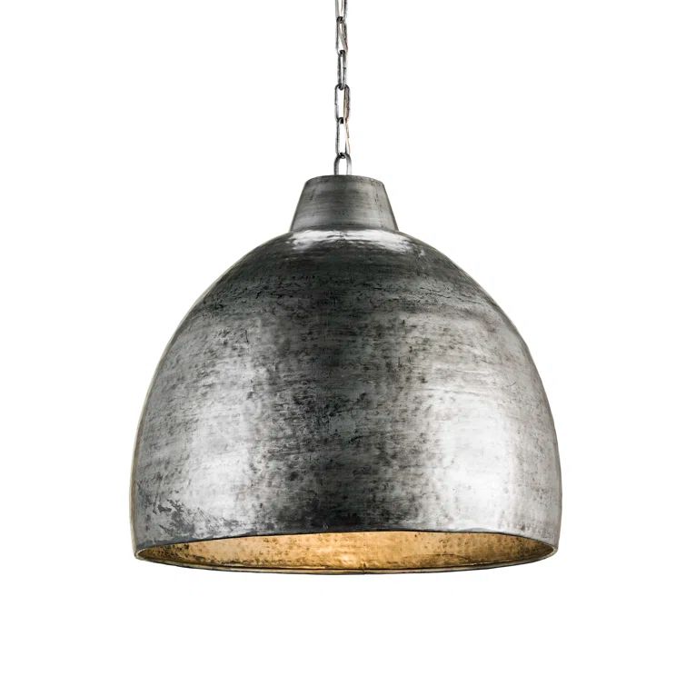 Blackened Steel Industrial Bowl Pendant Light
