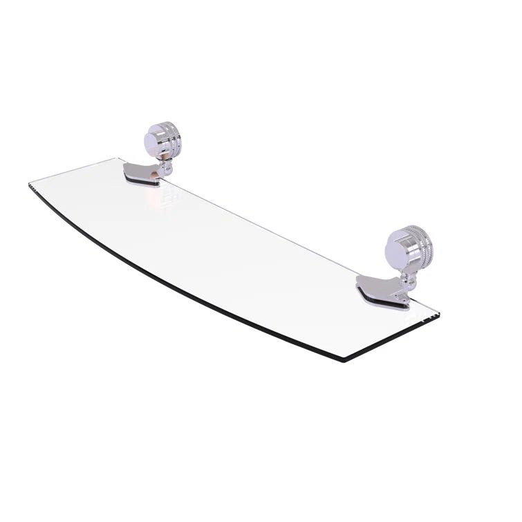 Elegant 18" Polished Chrome Glass Shelf with Dotted Accents