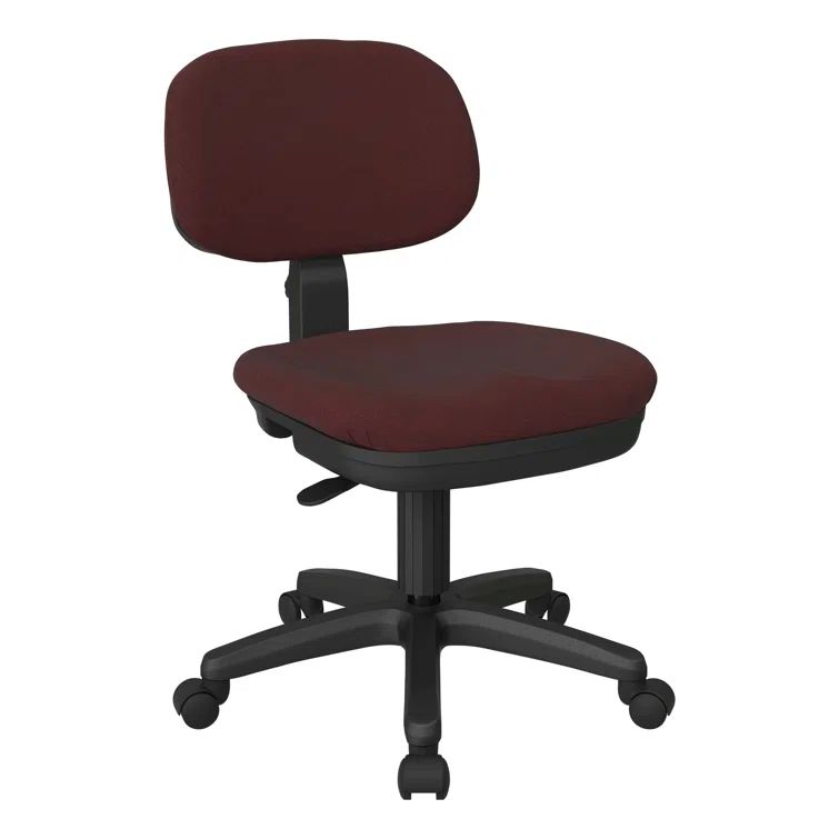 Burgundy Fabric Armless Swivel Task Chair
