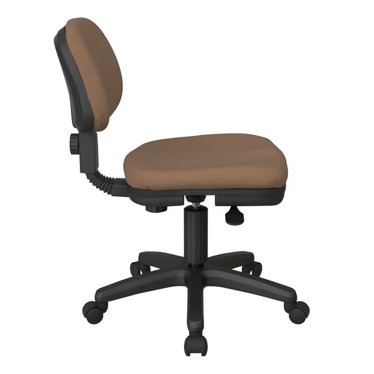 Taupe Fabric Swivel Armless Task Chair with Black Base