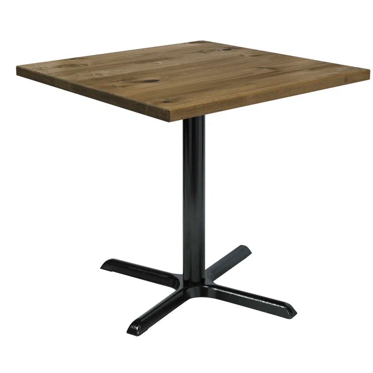 Natural Reclaimed Wood Square Rustic Dining Table with Steel Base