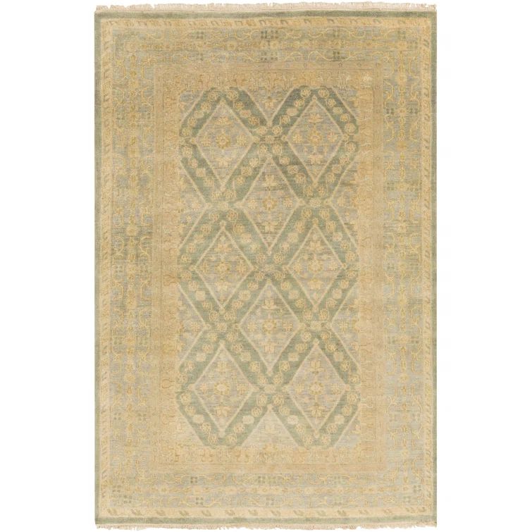 Aegean Blue 36"x24" Hand-Knotted Wool Rectangular Rug