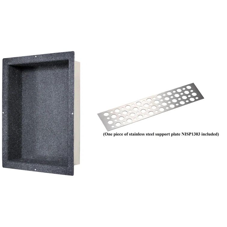 18" x 14" Sand Coated Stainless Steel Shower Niche with Support Plate