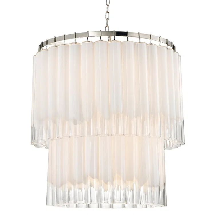 Tyrell Polished Nickel 13-Light Tiered Chandelier with Opal & Clear Glass