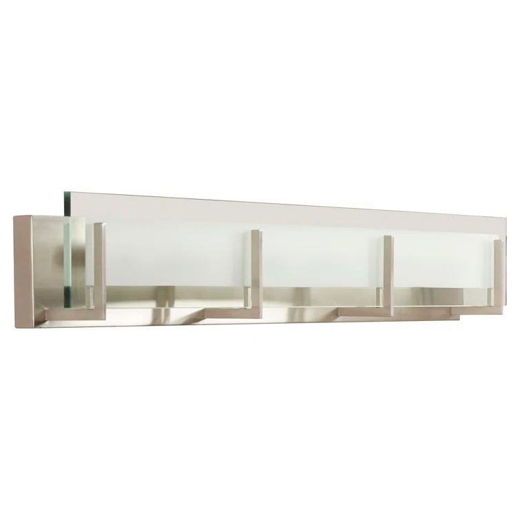 Latitude Sleek 6-Light Brushed Nickel Outdoor Bath Bar with Clear Etched Glass