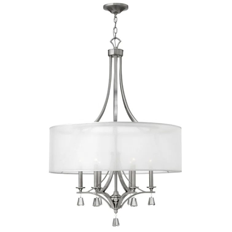 Brushed Nickel 30.25" Drum Chandelier with Sheer Shade