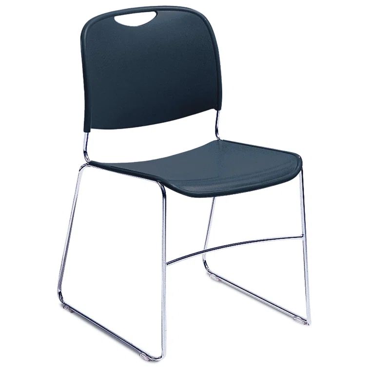 Navy Blue Metal Stackable Sled Base Chair
