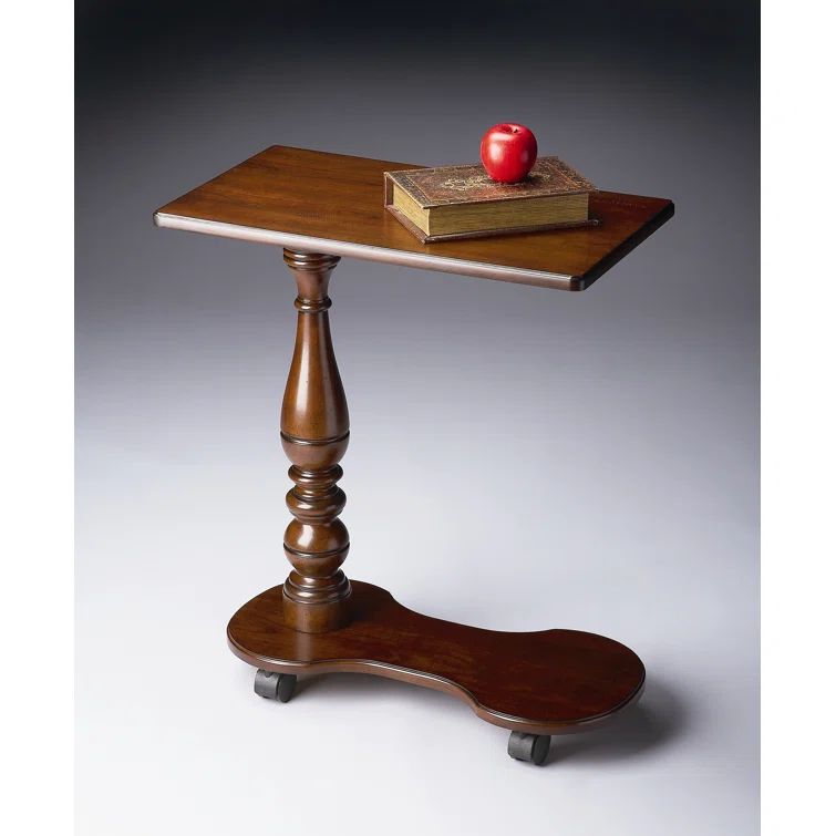 Elegant Cherry Wood Pedestal Tray Table - Dark Brown