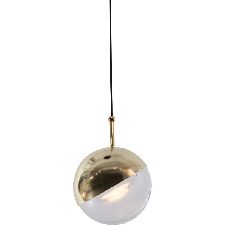 Brass and Glass Mini Globe LED Pendant Light