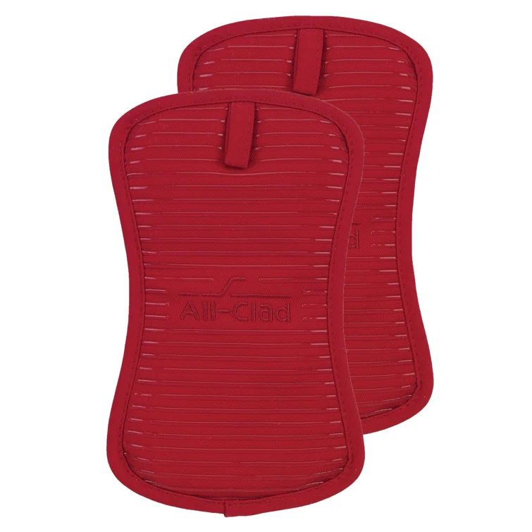 Chili Red Silicone Cotton Twill Pot Holder Set