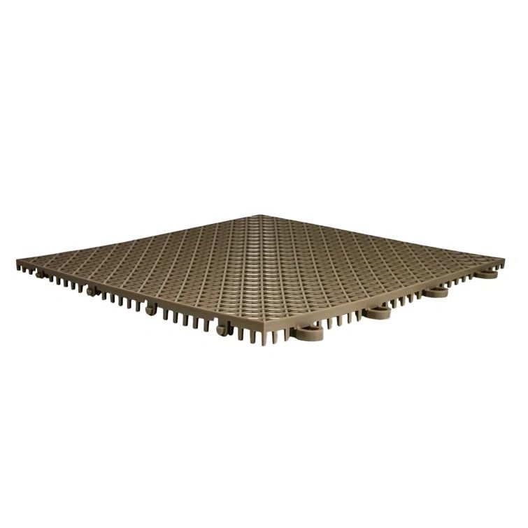 Mud Brown Interlocking Outdoor Floor Tiles, 12" x 12"