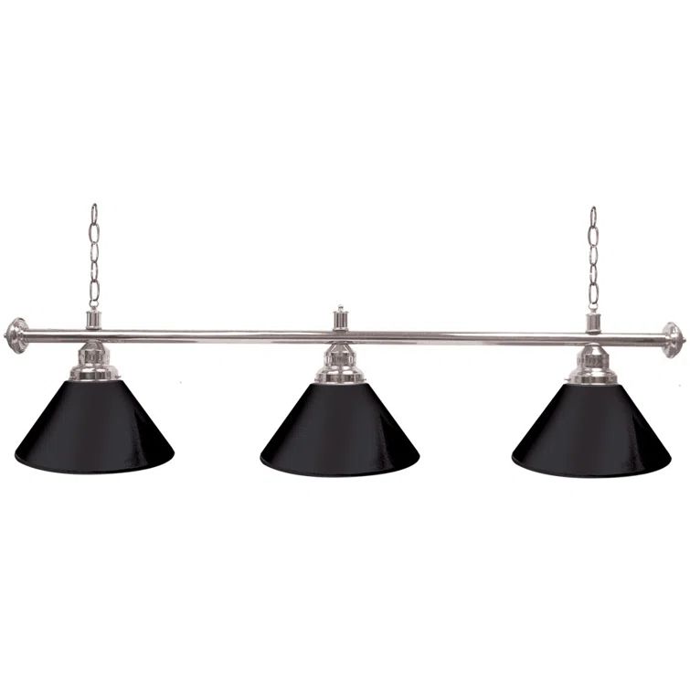 Black and Silver 60-Inch 3-Light Pool Table Pendant