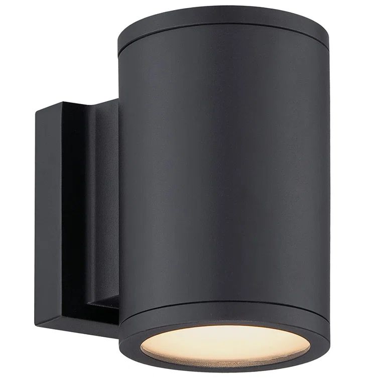 Cylindrical Black LED Outdoor Sconce Energy Star Dimmable Wall Light