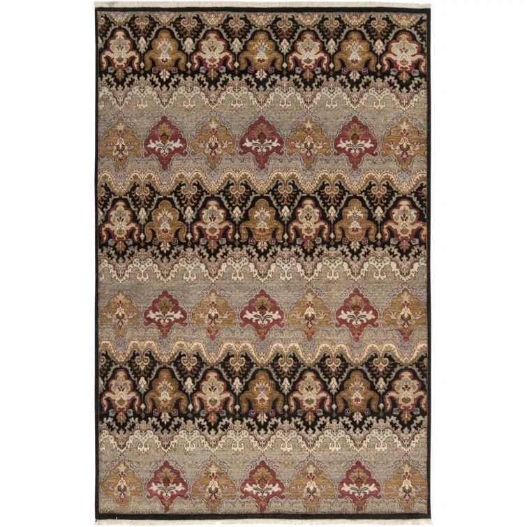 Bohemian Gray Floral Motif Hand-Knotted Wool Area Rug