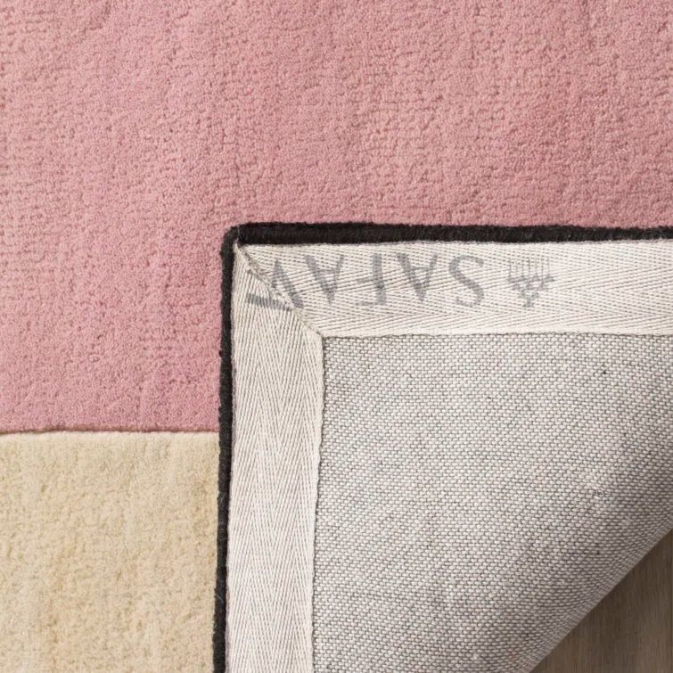 Tripoli Handmade Wool Ivory/Black/Pink Rug