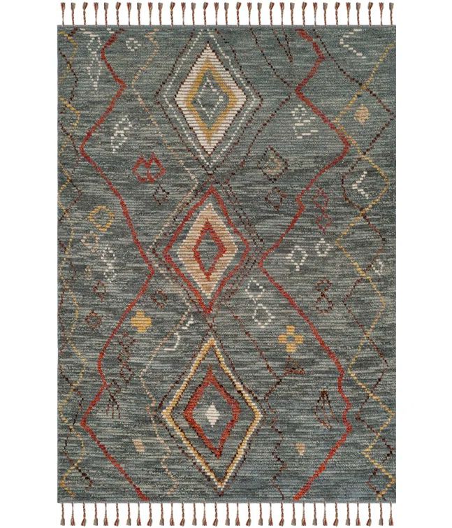 Gray and Multicolor Hand-Knotted Wool 9' x 12' Rug