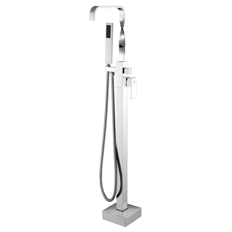 Polished Chrome Freestanding Claw Foot Tub Faucet with Hand Shower