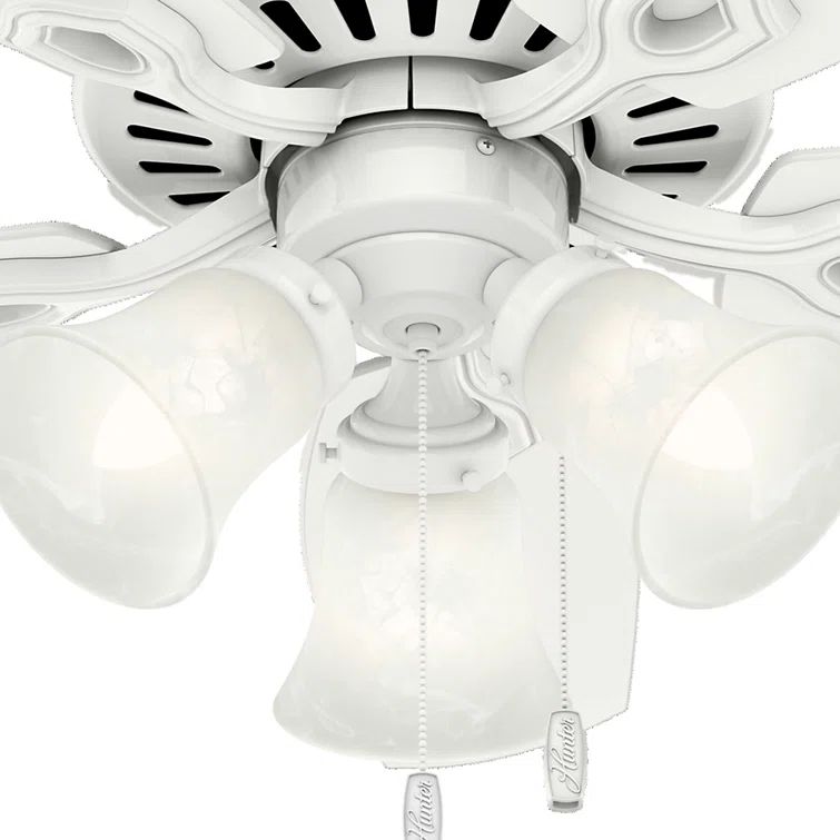 42" Snow White Low Profile Ceiling Fan with Light Kit