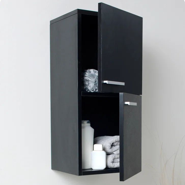 Black Modern Wall Mount Bathroom Cabinet with MDF Laminate