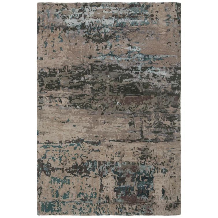 Handmade Blue Wool and Viscose Tufted 5' x 7' Rug