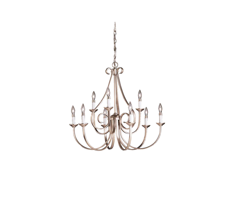 Dover 32" Brushed Nickel 9-Light Two-Tier Chandelier