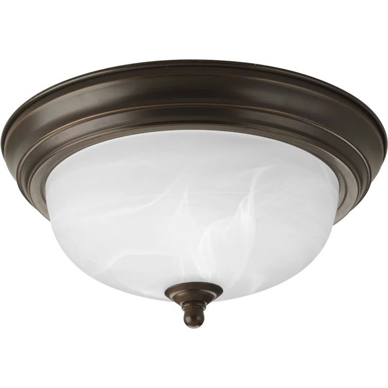 Antique Bronze 11" Flush Mount Light with Alabaster Glass Shade