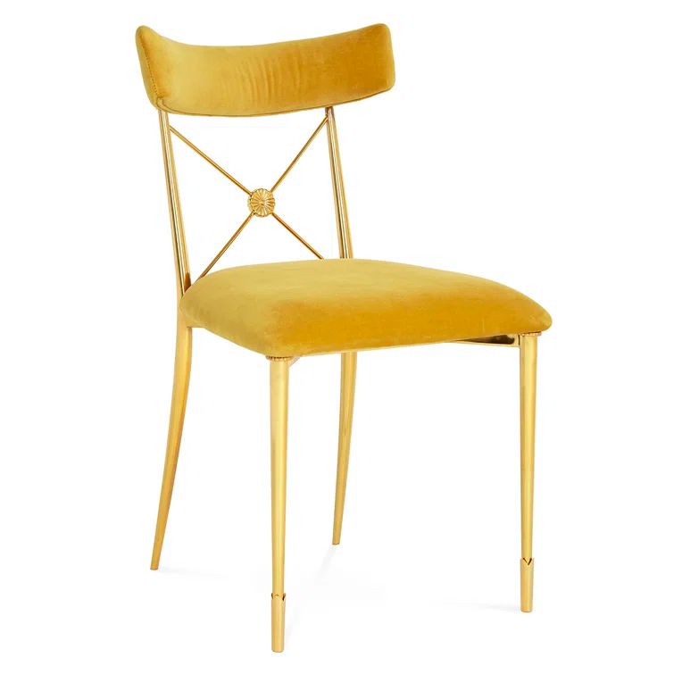 Rialto Gold Velvet Upholstered Side Chair with Metal Legs
