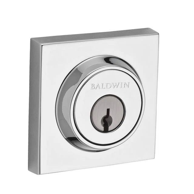 Polished Chrome Square Single Cylinder Deadbolt