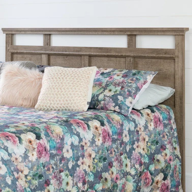 Versa Weathered Oak King Wood Headboard with Vertical Laths