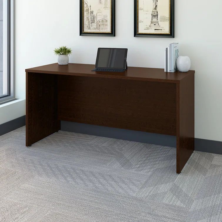 Transitional Mocha Cherry Executive Home Office Desk with Filing Cabinet